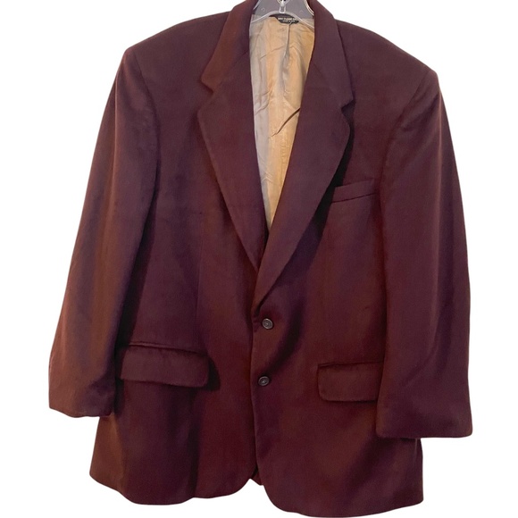 Vintage Men's PBM Pincus Brothers Maxwell 100% Cashmere Burgundy Jacket Blazer - Picture 1 of 13